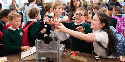Children enjoying the Makershack at Cheltenham Science Festival