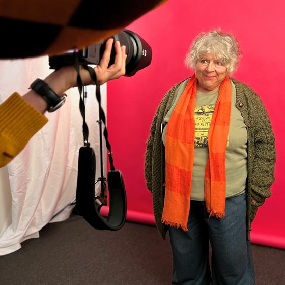 Photographer taking photo of Miriam Margoyles