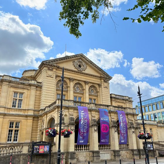cheltenham town hall with drop banners mf25