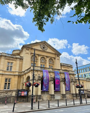 cheltenham town hall with drop banners mf25