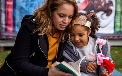 A mother reading to child
