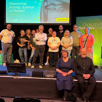 GDA photographed with Chris French at 2024 Cheltenham Science Festival