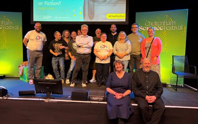 GDA photographed with Chris French at 2024 Cheltenham Science Festival