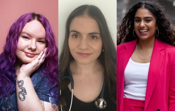 A composite of images of Charli Clement, Faye Begeti and Sophia Badhan