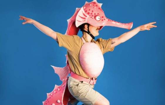 A person dressed up as a seahorse