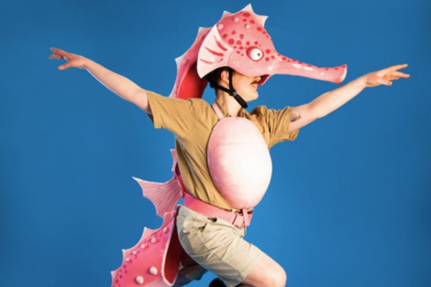 A person dressed up as a seahorse