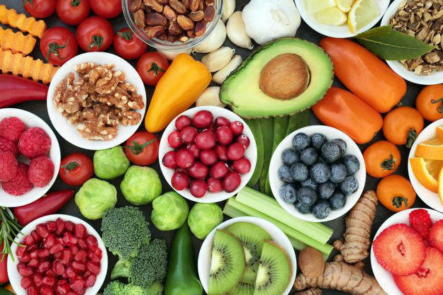 A close up of various fruits