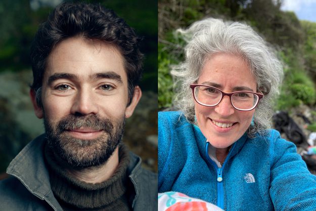 A composite of headshots of Adam Weymouth and Elizabeth Chadwick