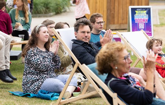 People sat on deck chairs in front of the Jetstream stage