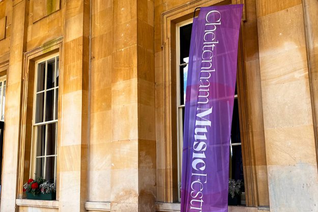 Music Festival flag outside Pitville Pump Room