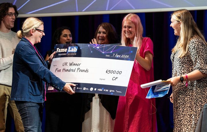 FameLab UK Final 2024 Winner being awarded