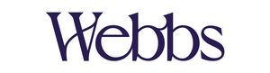 Webbs in purple cursive writing on a white background