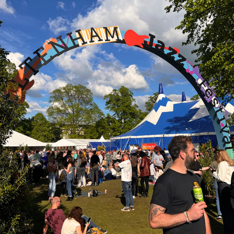 Jazz festival arch and crowd