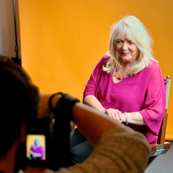 Alison Steadman on photography set