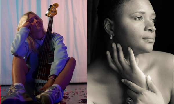 Four headshots of artists in the 2023 Cheltenham Jazz Festival lineup including MIKA, Liz Wright and Van Morrison.