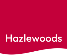 Hazlewoods logo in red and white